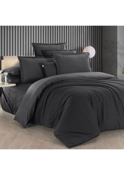 Fancy Stripe V13 Nevresim Takımı Çift Kişilik Siyah