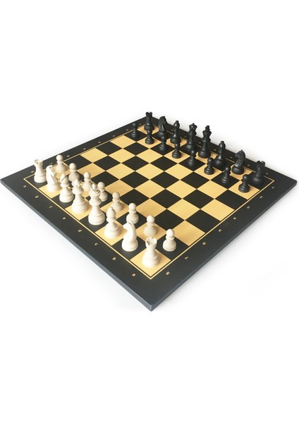Polyester Kaplama Satranç Takımı Siyah 54X54 cm