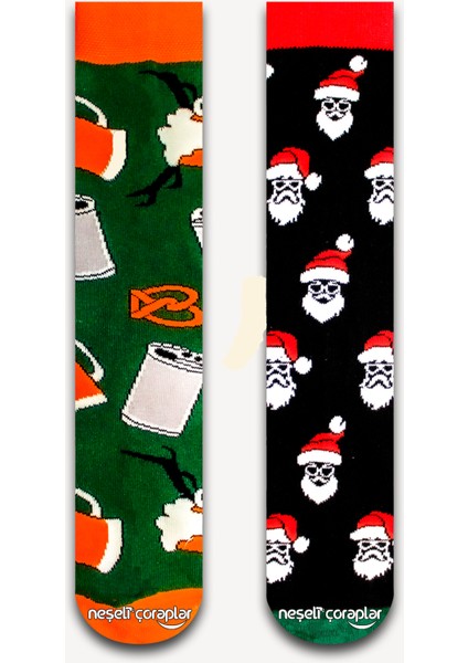 2'li Noel Beer Renkli Çorap Set