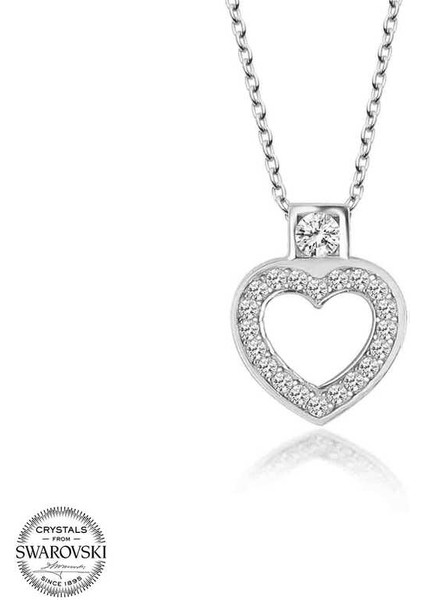 Swarovski Taşlı Gümüş Kalp Kadın Kolye