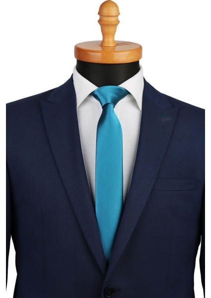 Petrol Yeşili Düz Slim Kravat SK4502 modelleri