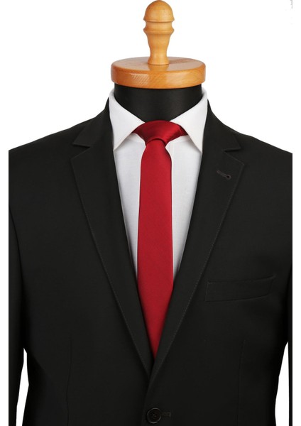 Bordo Kendinden Desen Slim Kravat SK4510