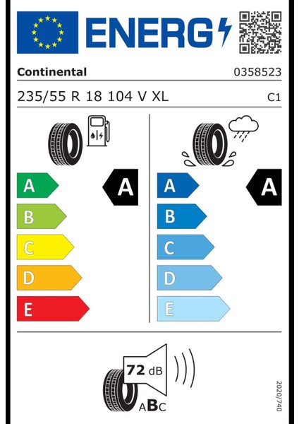 235/55 R18 104V XL EcoContact 6 Oto Yaz Lastiği ( Üretim Yılı: 2023 )