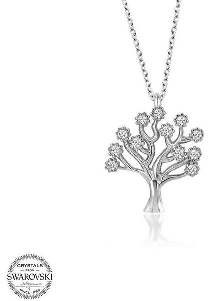 Swarovski Taşlı Gümüş Hayat Ağacı Kadın Kolye