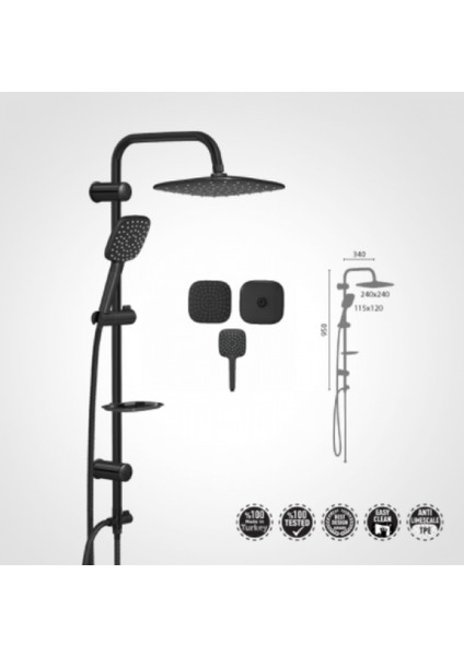 Valtemo Aqua Jet Black Duş Seti