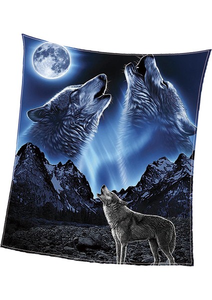 Dijital Baskı Flanel Battaniye Yumuşak Yatak Kanepe Atmak Kurt 150X200 cm (Yurt Dışından)