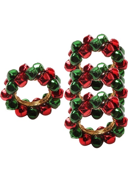 Metal Noel Peçete Yüzük Jingle Bell Dekoratif Noel Gala Kırmızı Yeşil Için 4 Adet (Yurt Dışından)