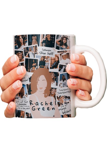 Friends Rachel Fotoğraf Albümü Üç Tarafı Baskılı Beyaz Porselen Kupa