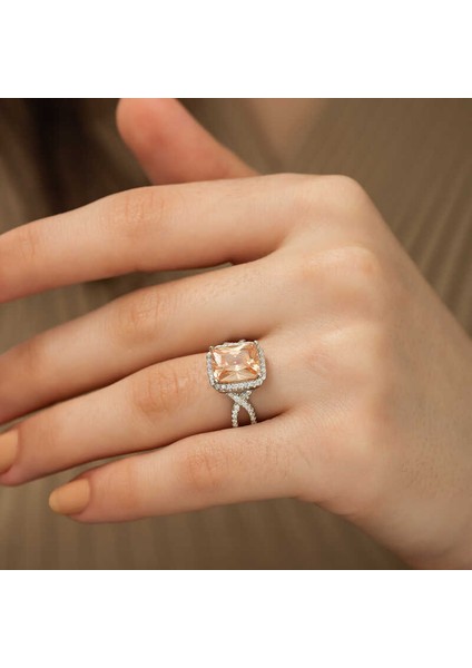 Gümüş Baget Kare Bayan Yüzük modelleri