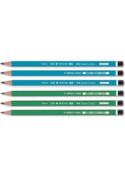 2160 Mercanlı Köşeli Kurşun Kalem Hb 6'lı