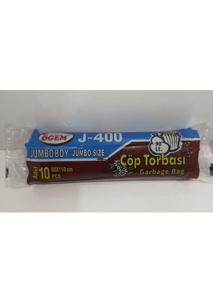 Jumbo Boy J-400 Çöp Poşeti 80X110 cm 90 Lt 10 Lu Rulo 5 Paket
