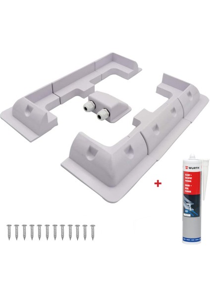Abs Solar Güneş Paneli Montaj Braket Seti 7 Parça + Würth Silikon
