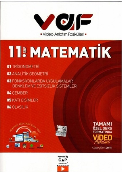 2021 11. Sınıf Vaf Matematik Video Anlatımlı Fasiküller Çap Yayınları