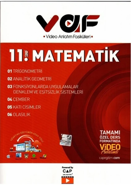 Çap Yayınları 2021 11. Sınıf Vaf Matematik Video Anlatımlı Fasiküller Çap Yayınları