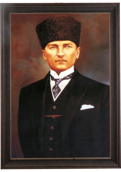 Tekin Özalit Ceviz Rengi Çerçeveli Kahverengi Fonlu Atatürk Portresi fiyatları