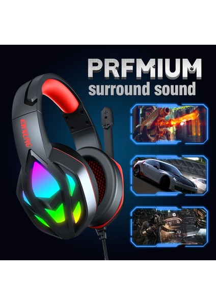 H100 E-Spor Oyun Rgb Işık Kablolu Kulaklık Kırmızı (Yurt Dışından) fiyatları