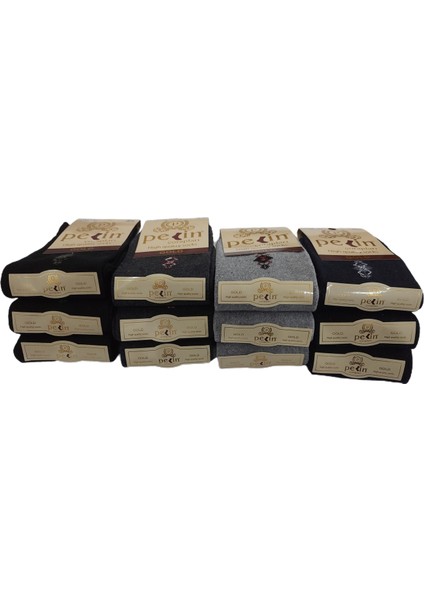 Trendcorap Pelin 12 Çift Ekonomik Pamuklu Erkek Çorap P-1486-KH