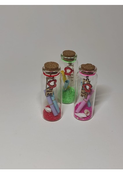 3 Adet Mini Not Kağıtlı 8 cm Love Yazılı Mantar Kapaklı Romantik Tüp fiyatları
