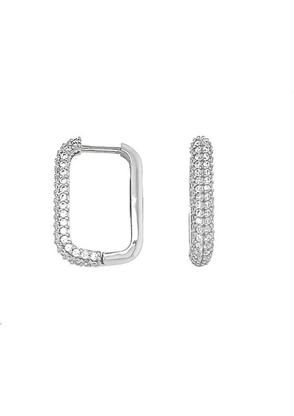 14 Ayar Altın Taşlı Geometrik Küpe