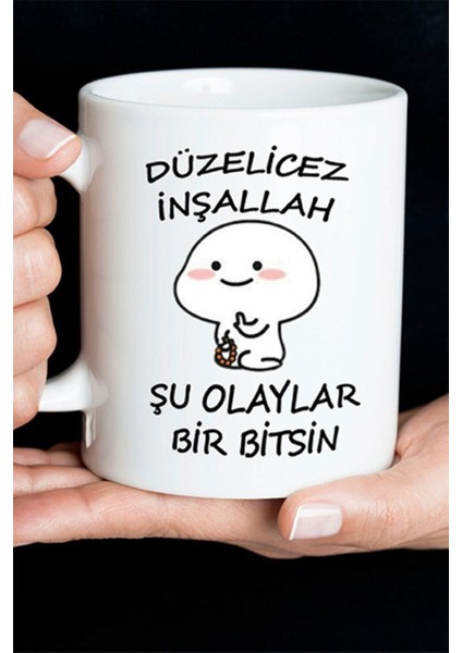 Düzelicez Inşallah Tasarım Baskılı Kupa Bardak