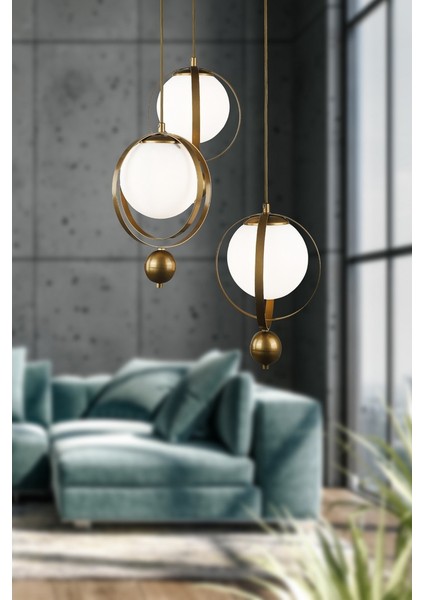 Jüpiter 3lü Avize Eskitme Beyaz Cam