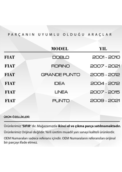 Alpha Auto Part Fiat Doblo, Punto, Lancia, Citroen, Peugeot Için Çamurluk Sinyali