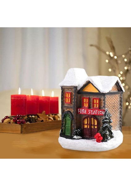 Reçine Mini Noel Kar Evi LED Sıcak Işık Dekorasyon (Yurt Dışından) modelleri