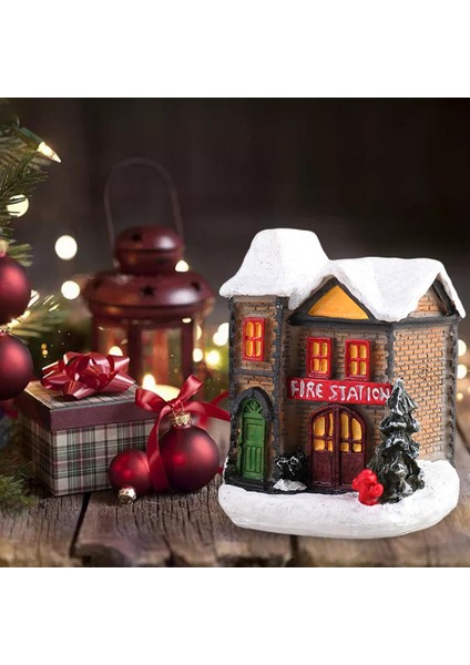 Reçine Mini Noel Kar Evi LED Sıcak Işık Dekorasyon (Yurt Dışından) indirimleri