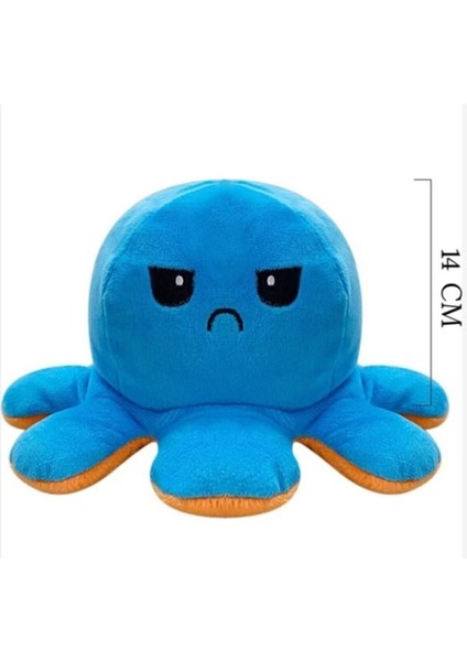 Peluş Duygulu Ahtapot Oyuncak 20 cm Mavi/turuncu