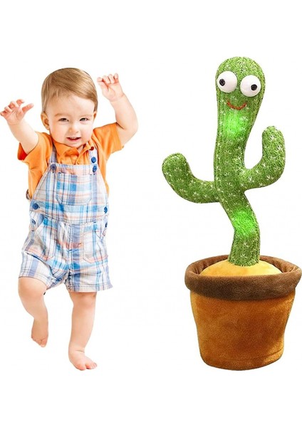 Dans Eden Kaktüs Müzikli Işıklı Saksı Peluş Oyuncak Cactus