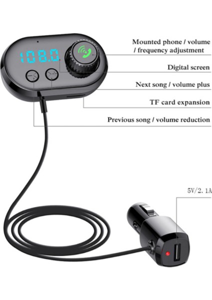 5V 2.4A Katı Koku Çekirdekli Olabilir Otomotiv Mp3 Bluetooth Playe - Siyah (Yurt Dışından)