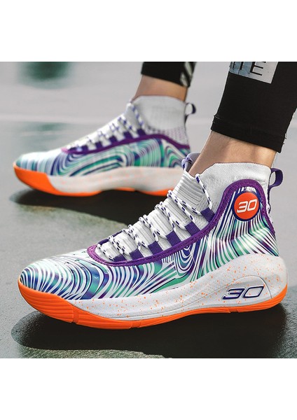 Yüksek Top Gerçek Dövüş Nefes Alabilen Gündelik Spor Basketbol Ayakkabıları (Yurt Dışından)