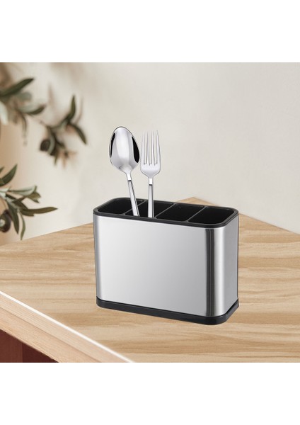 Spatula Çatal Bıçak Takımı Tutucu Silverware Depolama Raf Tezgah Örgütü Dikdörtgen 4 Yuvası Için (Yurt Dışından)