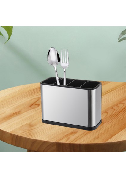 Spatula Çatal Bıçak Takımı Tutucu Silverware Depolama Raf Tezgah Örgütü Dikdörtgen 4 Yuvası Için (Yurt Dışından)