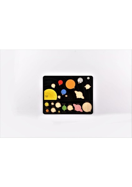 Eğitici Renkli Ahşap Güneş Sistemi Bul Tak Puzzle Yapboz