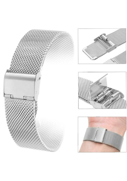 22MM Saat Kordonu Çelik Hasır Silver Örgü Kordon