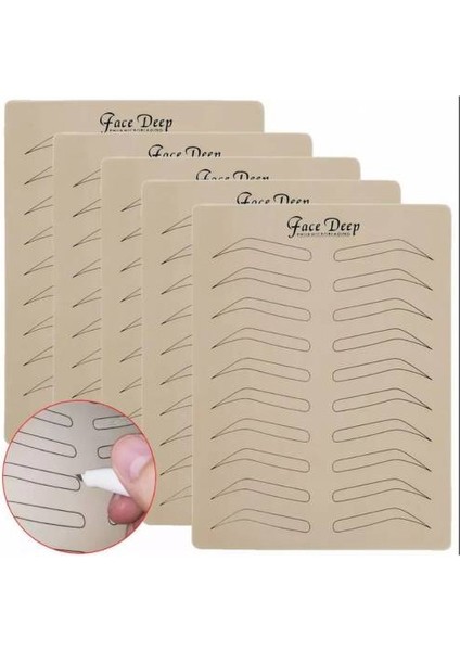 5 Adet Kaş Çizgili Pudralı Microblading Lateks Suni Deri