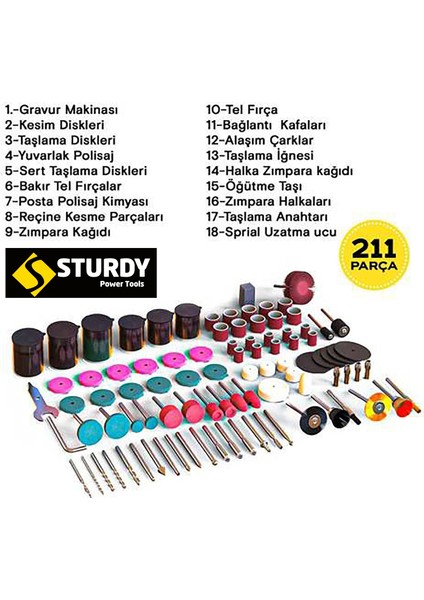 Power 500 W Gravür Oyma Taşlama Seti