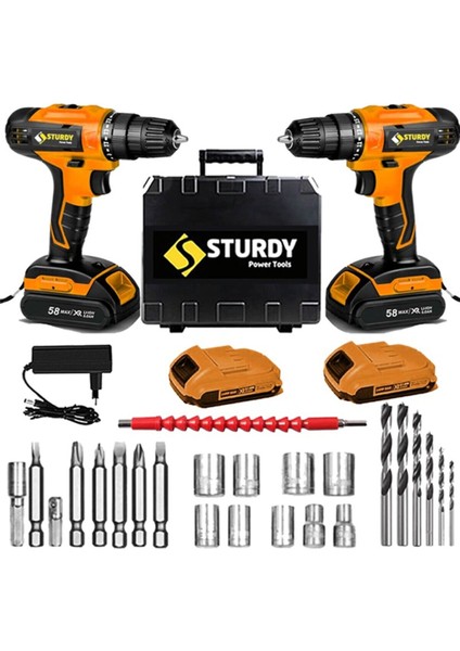 Power Tools 52 Volt 6.0 Amper Cheers Seri Darbeli Çift Akülü 27 Parça Uç Setli Şarjlı Vidalama Matkap