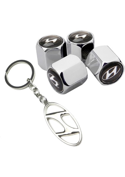 Hyundai Krom Renk Sibop Kapağı 4 Adet ve Krom Anahtarlık