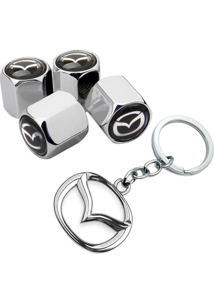 Mazda Krom Renk Sibop Kapağı 4 Adet ve Krom Anahtarlık