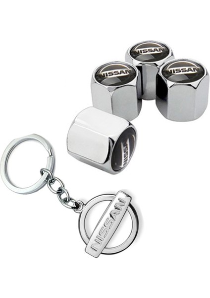 Nissan Krom Renk Sibop Kapağı 4 Adet ve Krom Anahtarlık