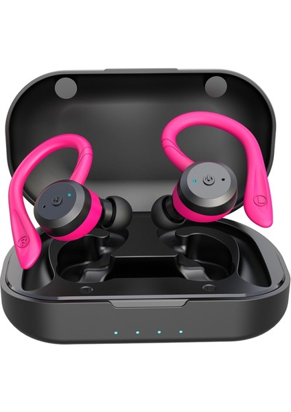 BE1032 Kulak Kancası Su Geçirmez Spor Tws Kablosuz Bluetooth Kulaklık-Gül Kırmızısı (Yurt Dışından)