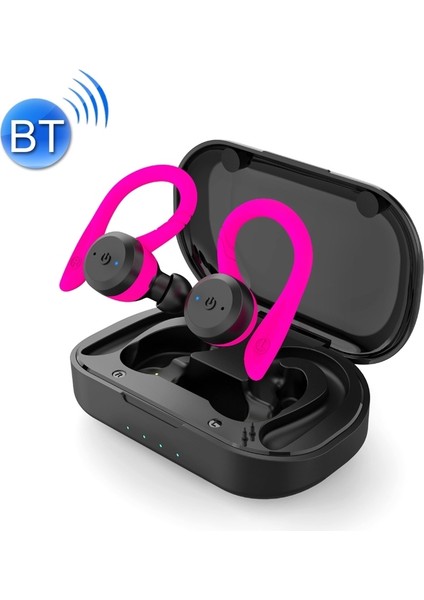 BE1032 Kulak Kancası Su Geçirmez Spor Tws Kablosuz Bluetooth Kulaklık-Gül Kırmızısı (Yurt Dışından)