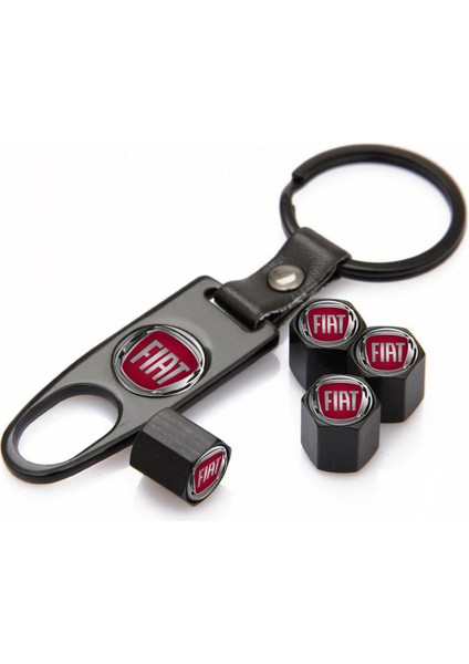Fiat Paslanmaz Çelik Sibop Kapağı ve Anahtarlık Seti