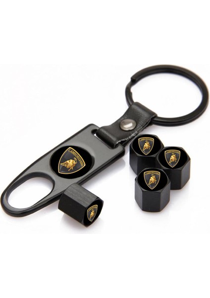 Lamborghini Paslanmaz Çelik Sibop Kapağı ve Anahtarlık Seti