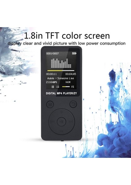Mp4 Kayıpsız Ses Müzik Çalar Fm Kaydedici Walkman Player Siyah