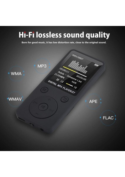 Mp4 Kayıpsız Ses Müzik Çalar Fm Kaydedici Walkman Player Siyah