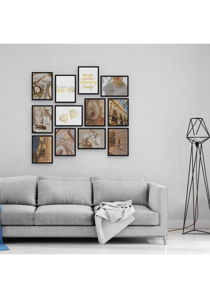 Altın Sarısı 12 Parça Mdf Tablo