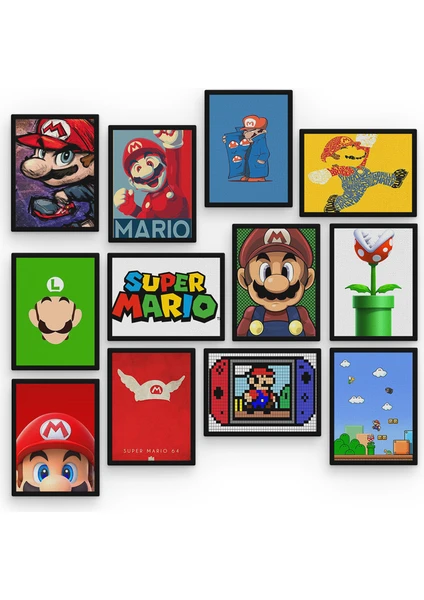 Super Mario 12 Parça Mdf Tablo